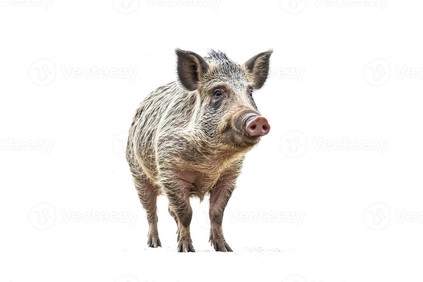 Wild Boar Piglet Standing on White Background photo