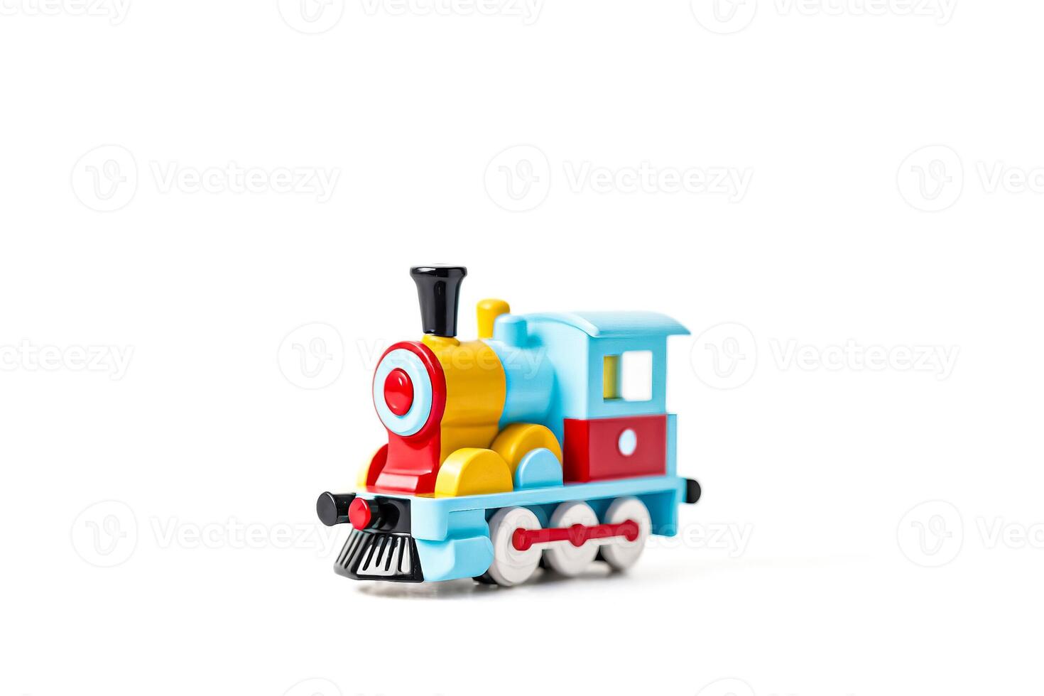 Toy train on white background photo