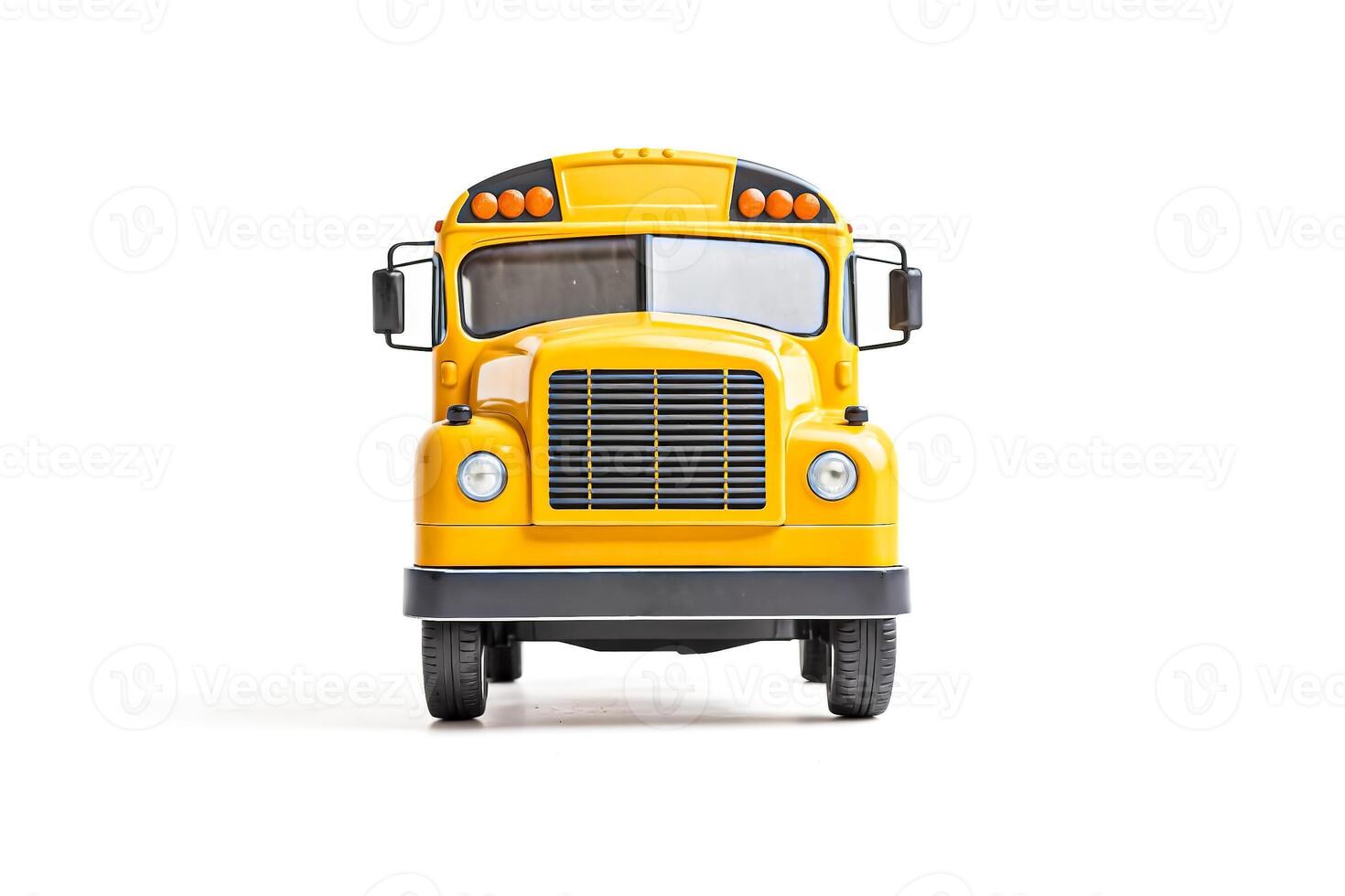 Yellow School Bus Front View Isolated on White Background photo