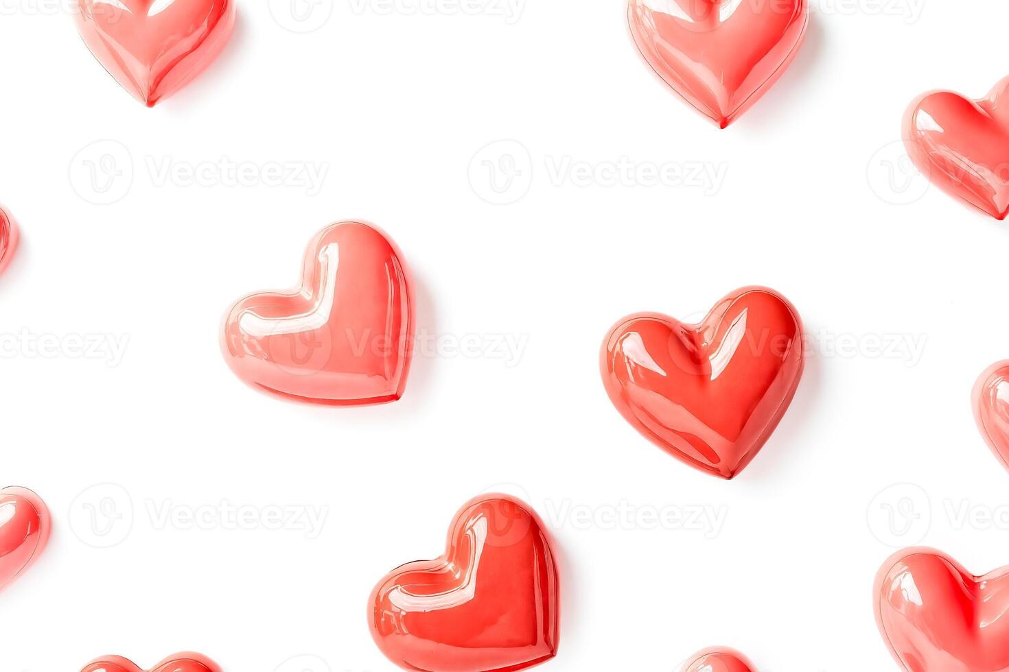 Red hearts on white background photo