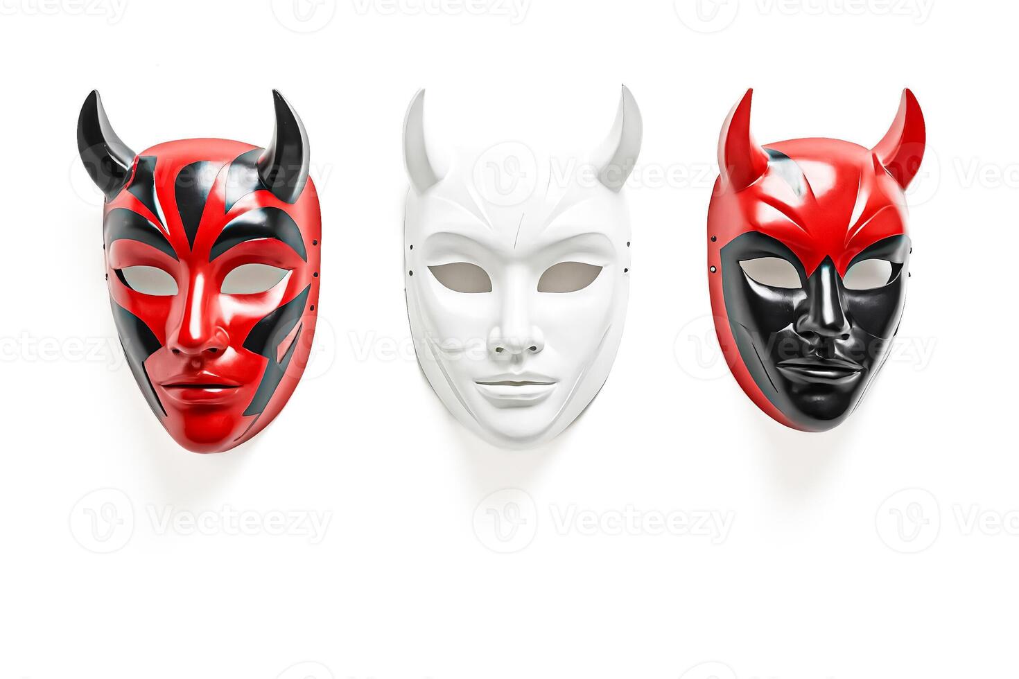 Three masks with horns photo