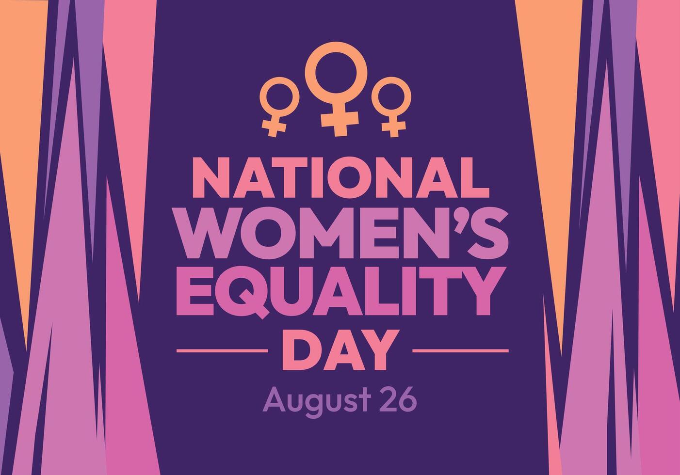 August 26 is celebrated as National Women's Equality Day every year in the US, editable shapes background vector