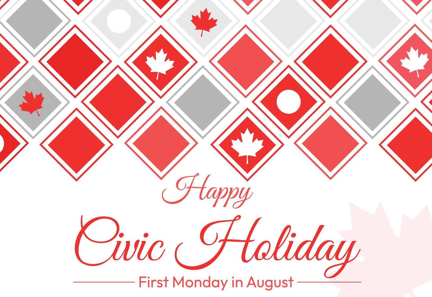 Happy Civic Holiday Editable shapes with leaf design and typography. First Monday in August is celebrated as civic holiday in Canada, background vector