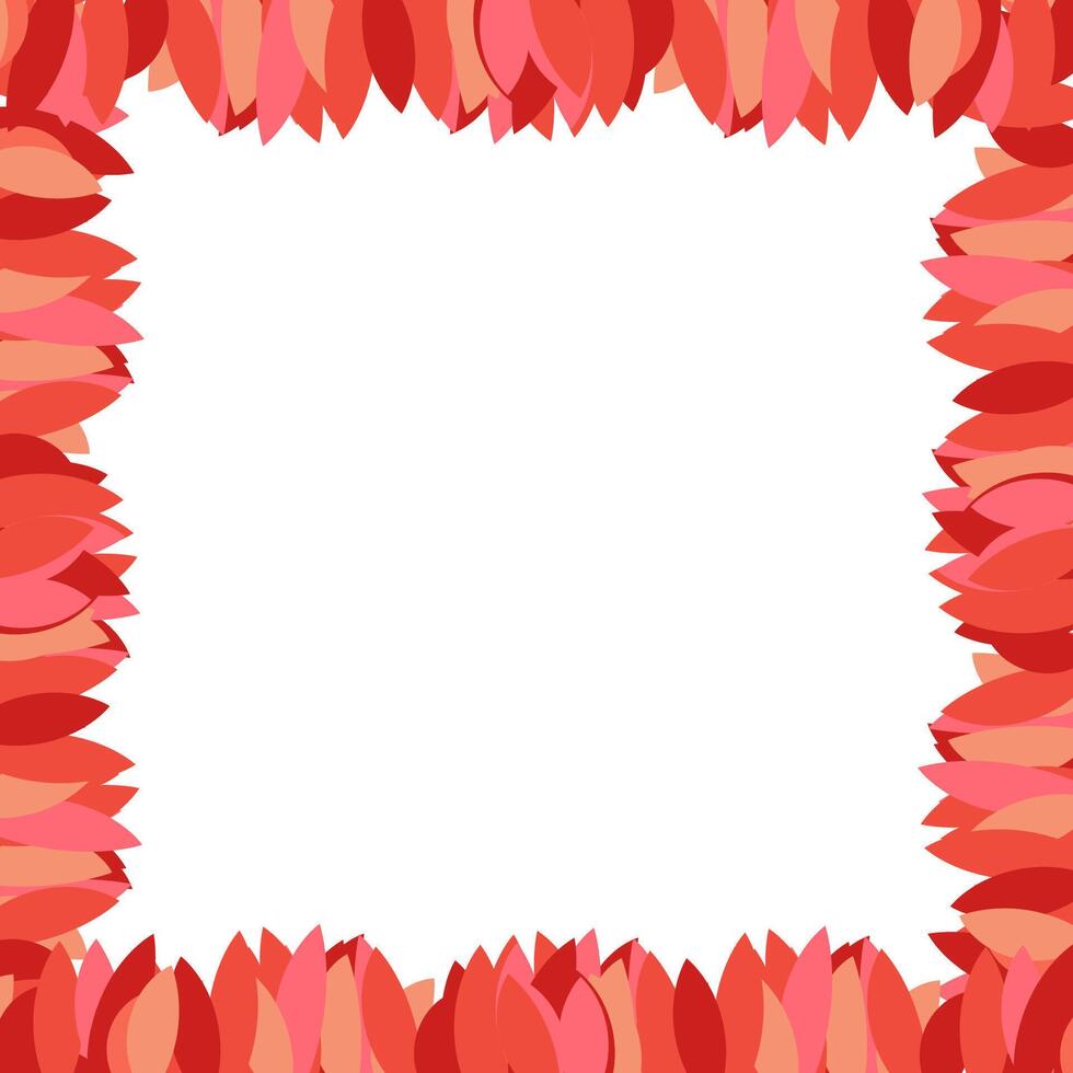 autumn template frame with pink leaves in flat style on the white background. template with plant frame vector