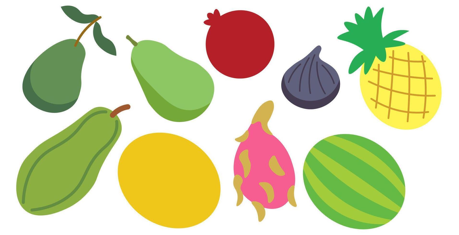 shape fruits set vector