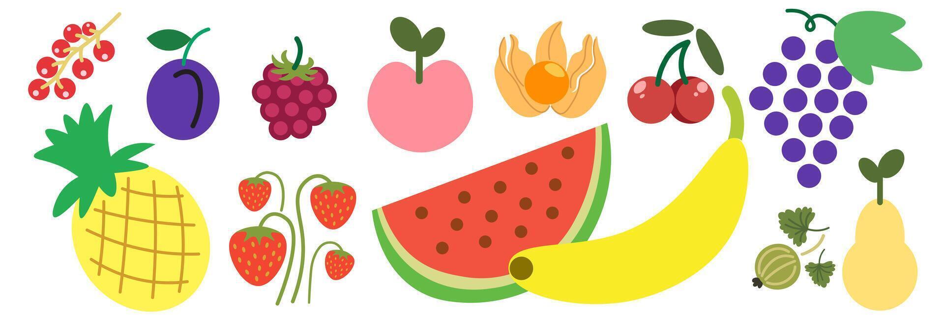 shape fruits set vector