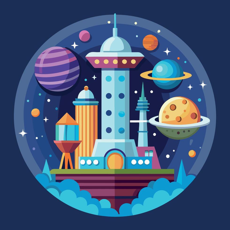 space colony illustration vector