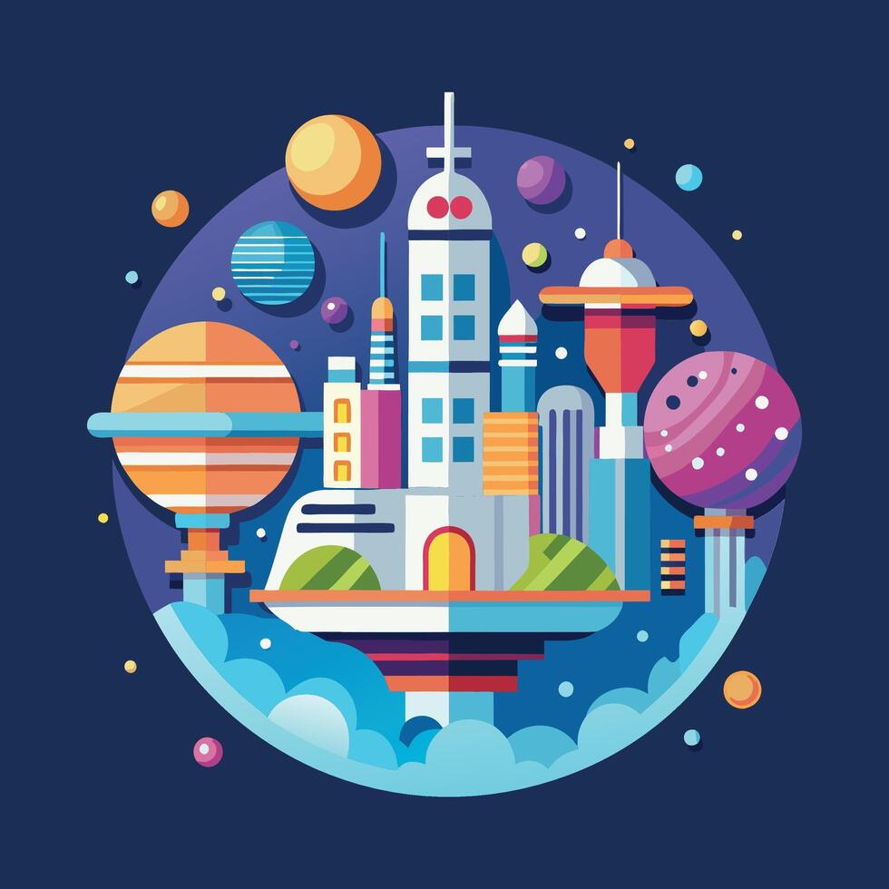space colony illustration vector