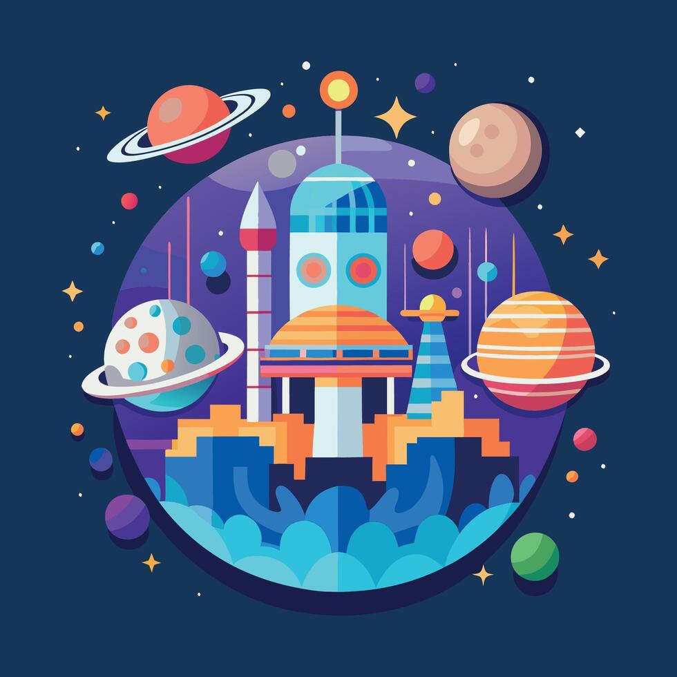 space colony illustration vector