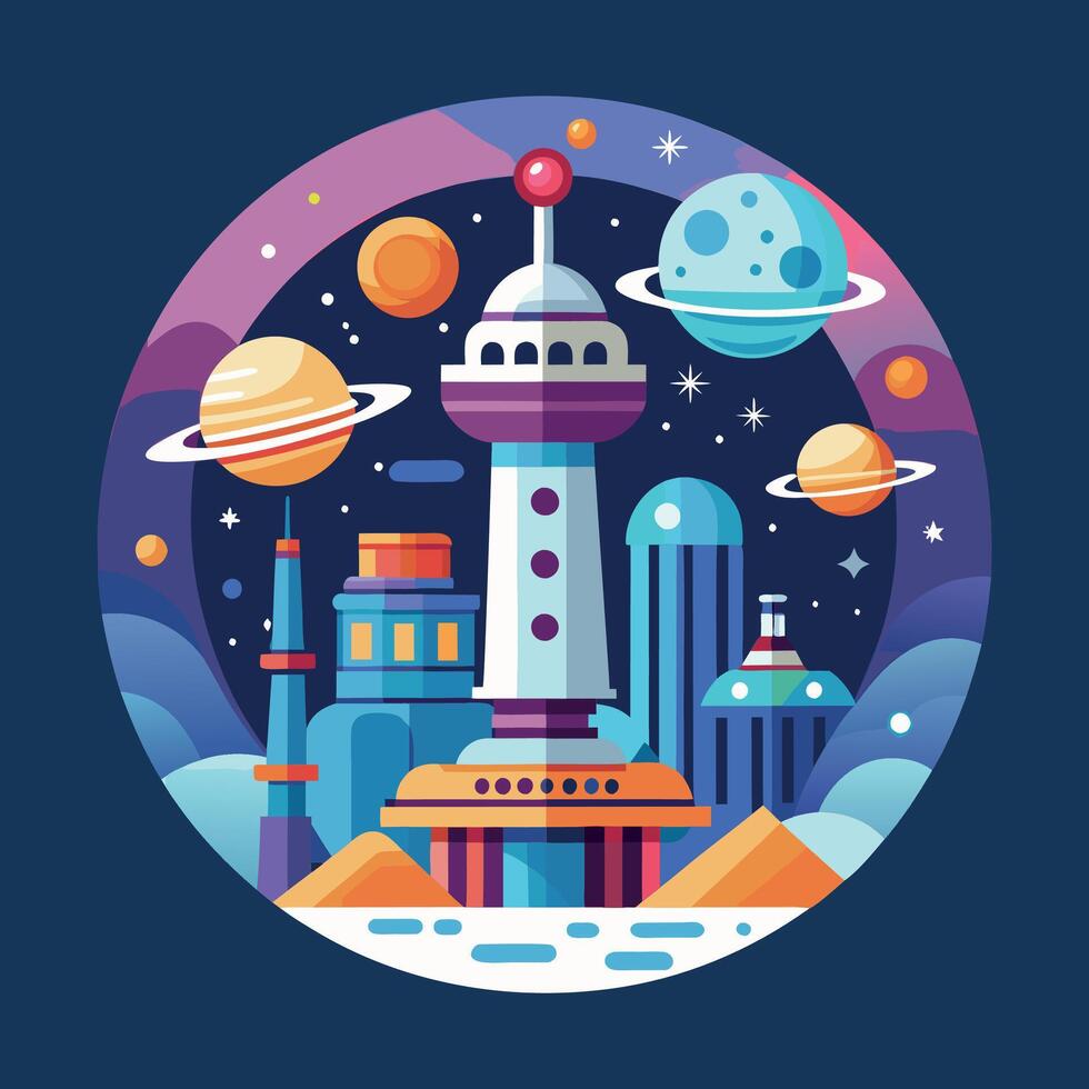 space colony illustration vector