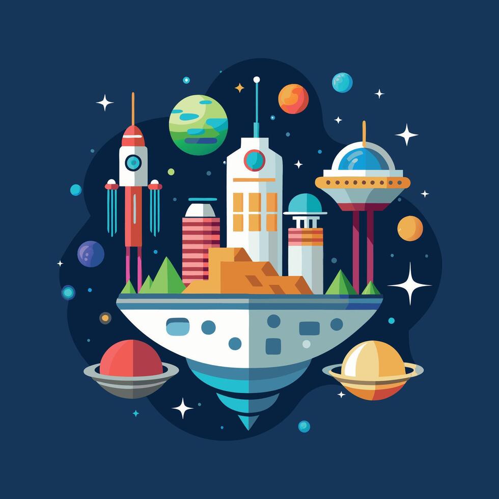 space colony illustration vector