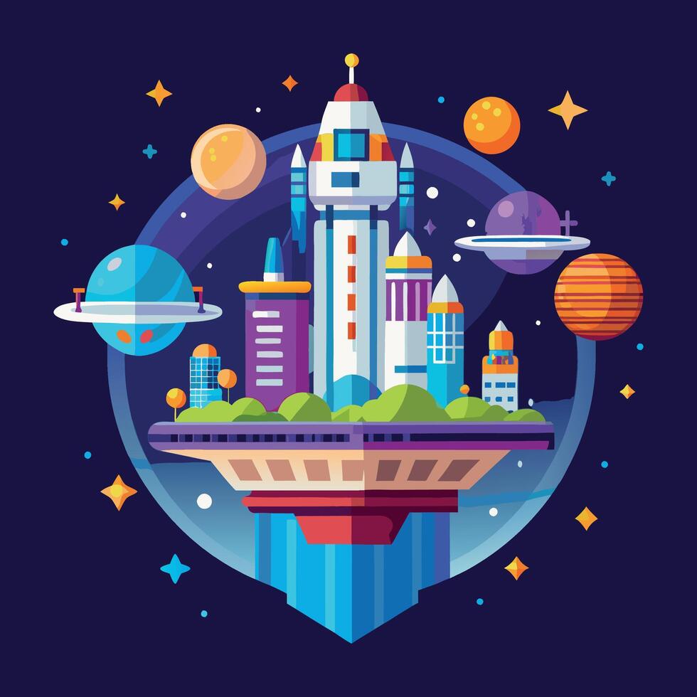 space colony illustration vector