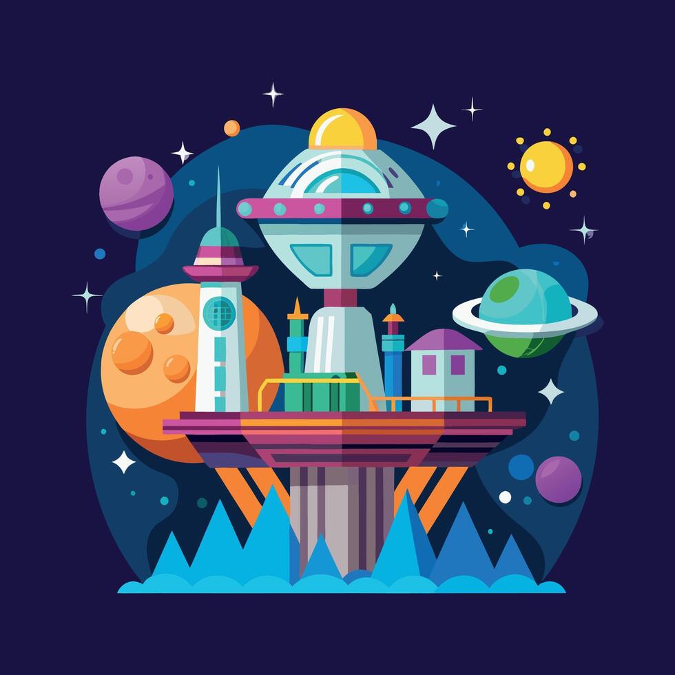 space colony illustration vector