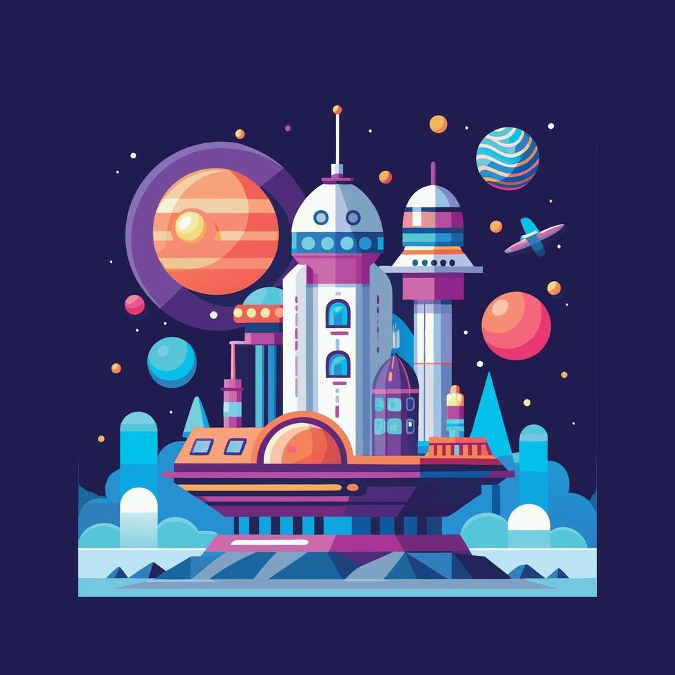 space colony illustration vector