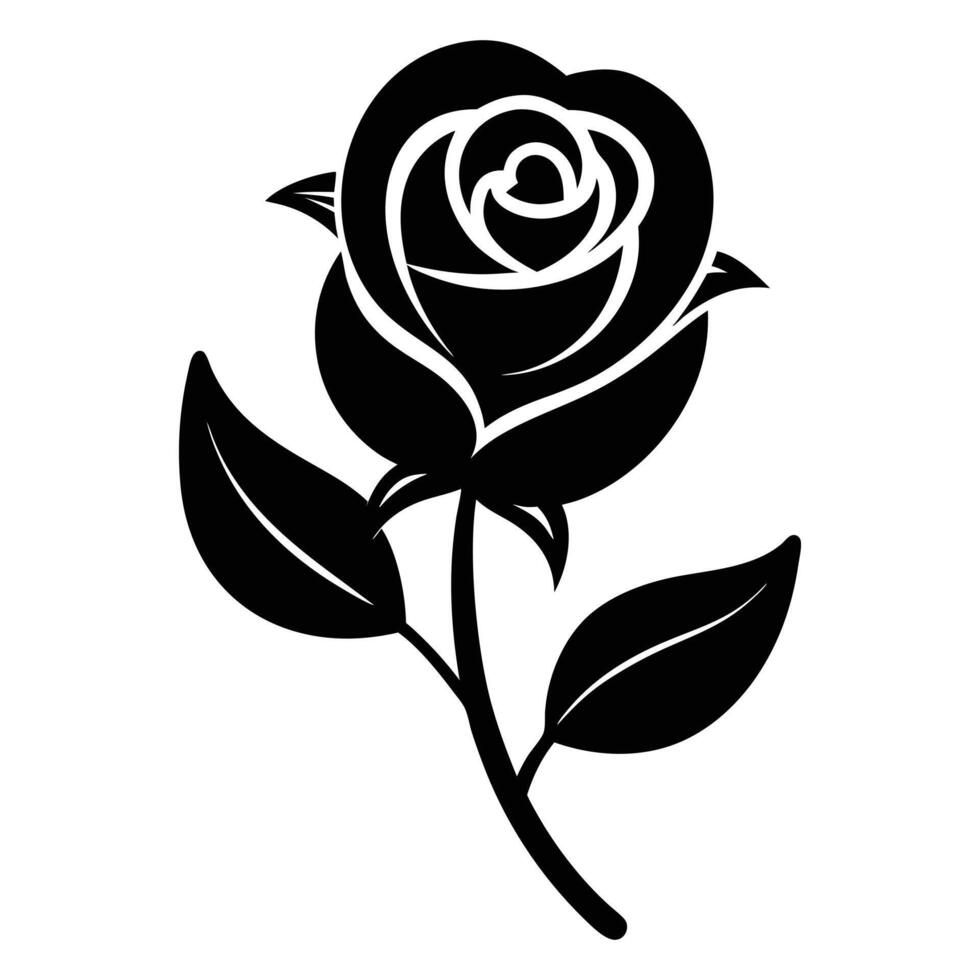 Hand drawn rose silhouette vector