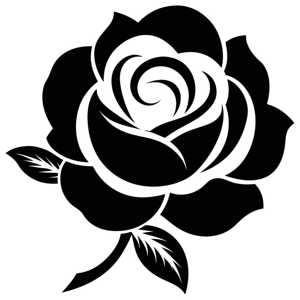 Hand drawn rose silhouette vector