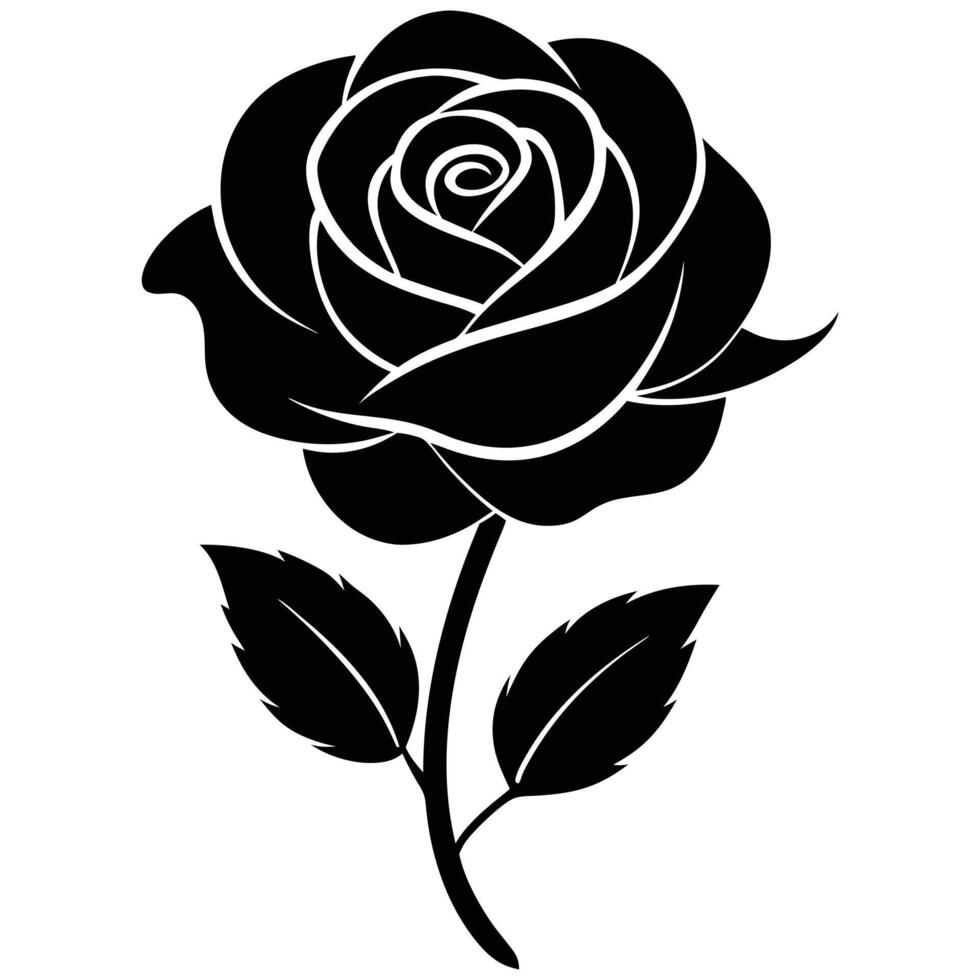 Hand drawn rose silhouette vector
