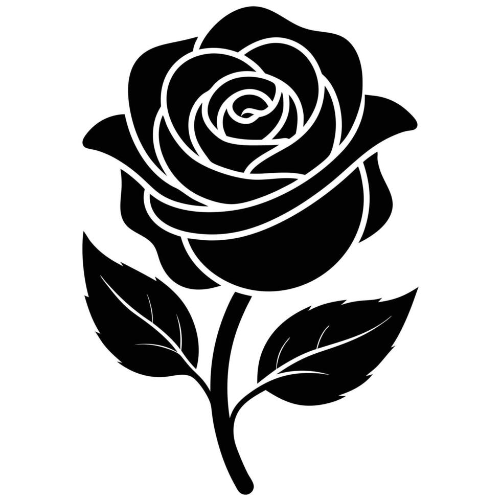 Hand drawn rose silhouette vector