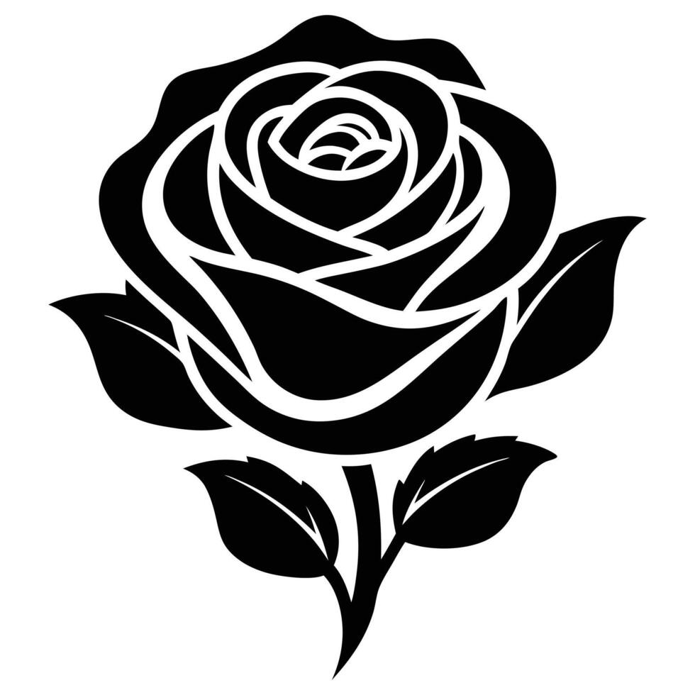Hand drawn rose silhouette vector