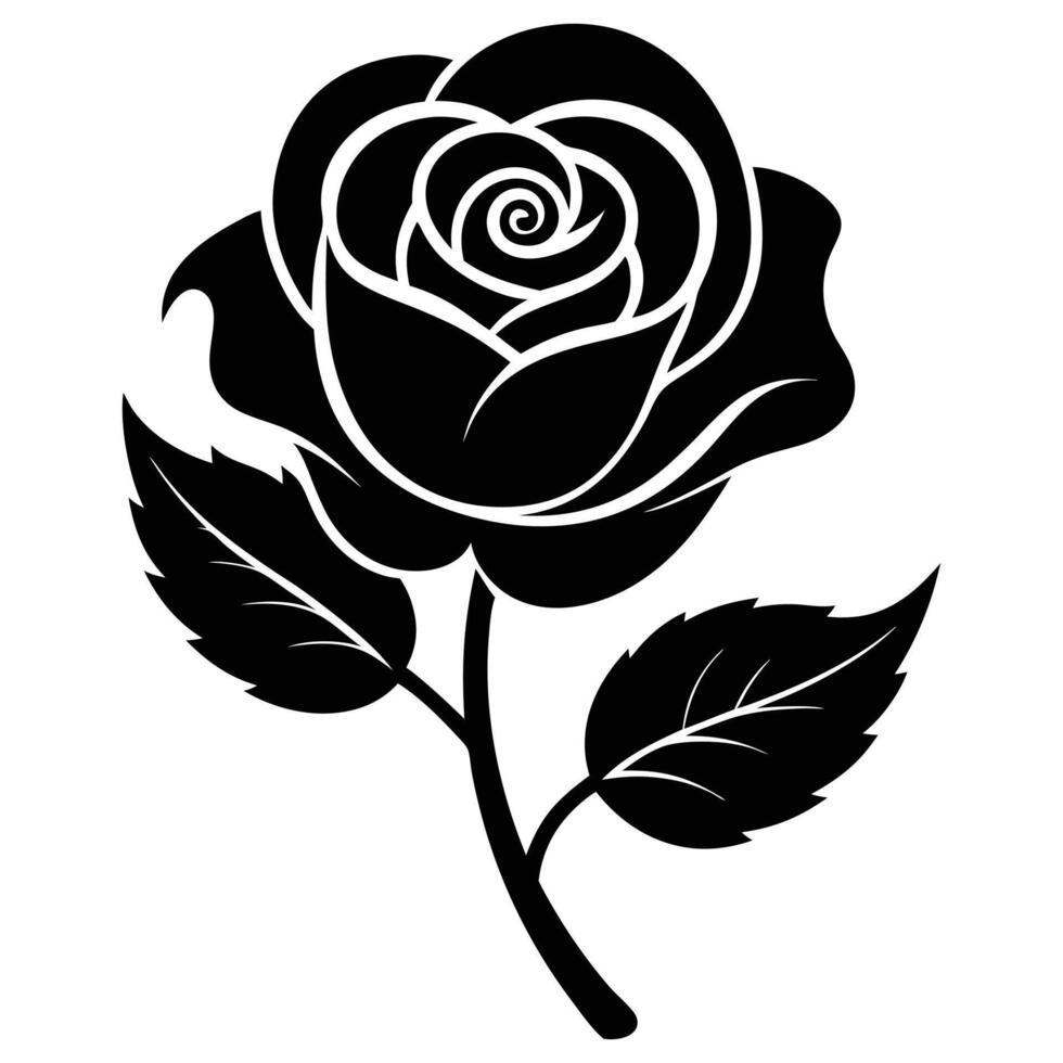 Hand drawn rose silhouette vector
