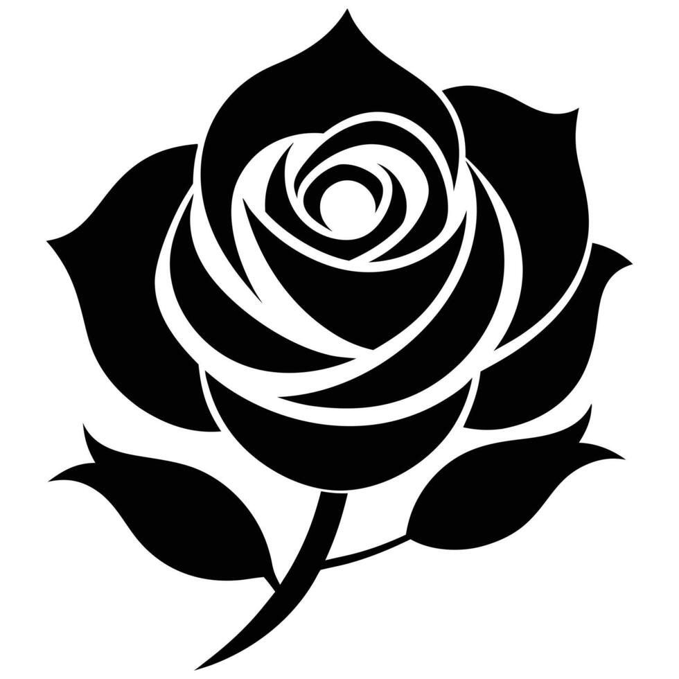 Hand drawn rose silhouette vector