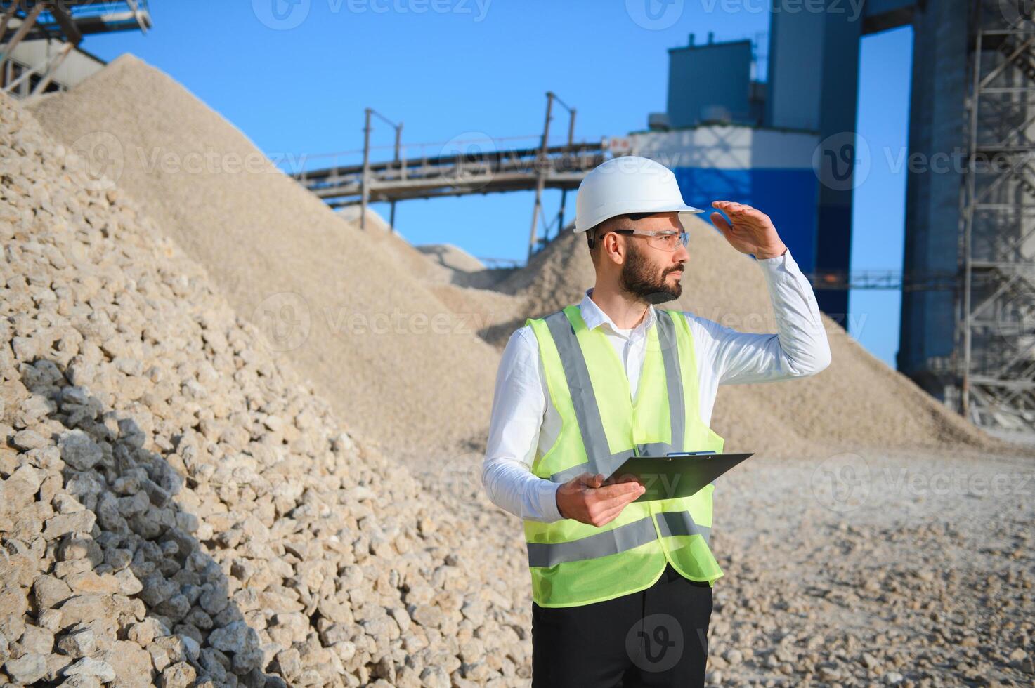 Engineer of industry lab control quality of gravel photo
