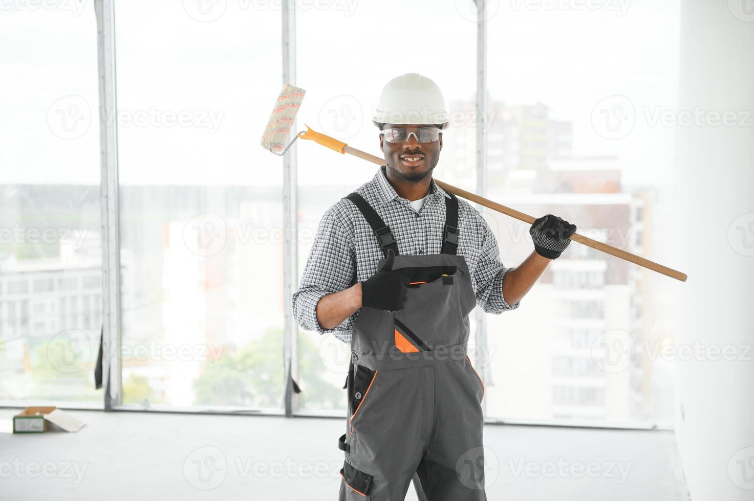 Portrait of a worker in a construction site photo