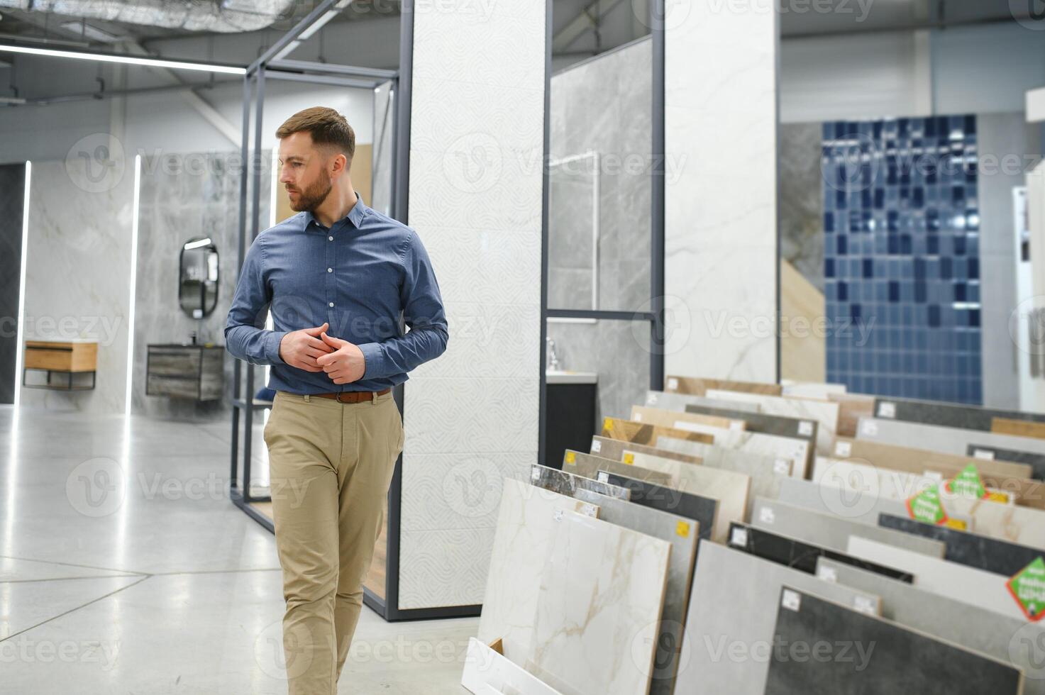 Man at the building market photo