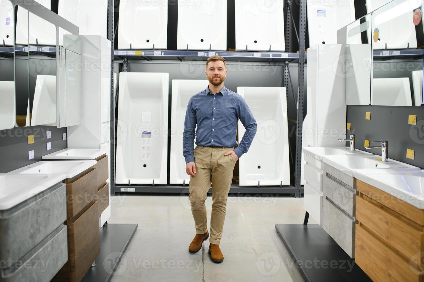 Man at the building market photo