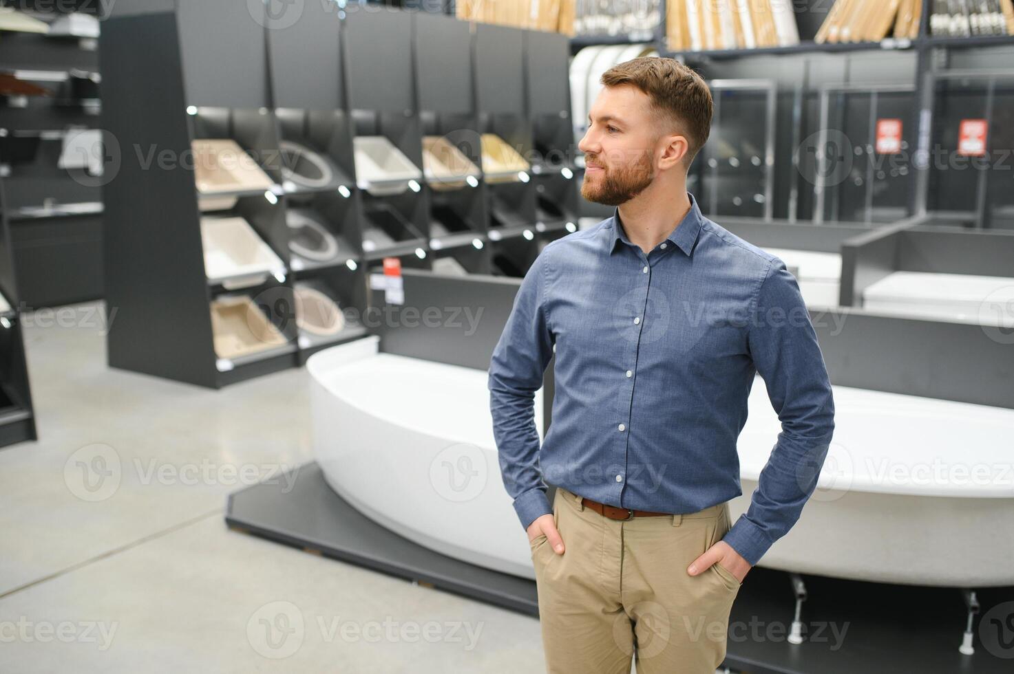 Man at the building market photo