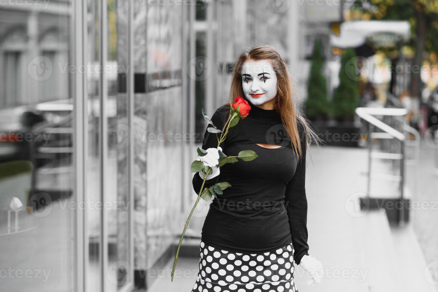 The girl with makeup of the mime. improvisation. photo