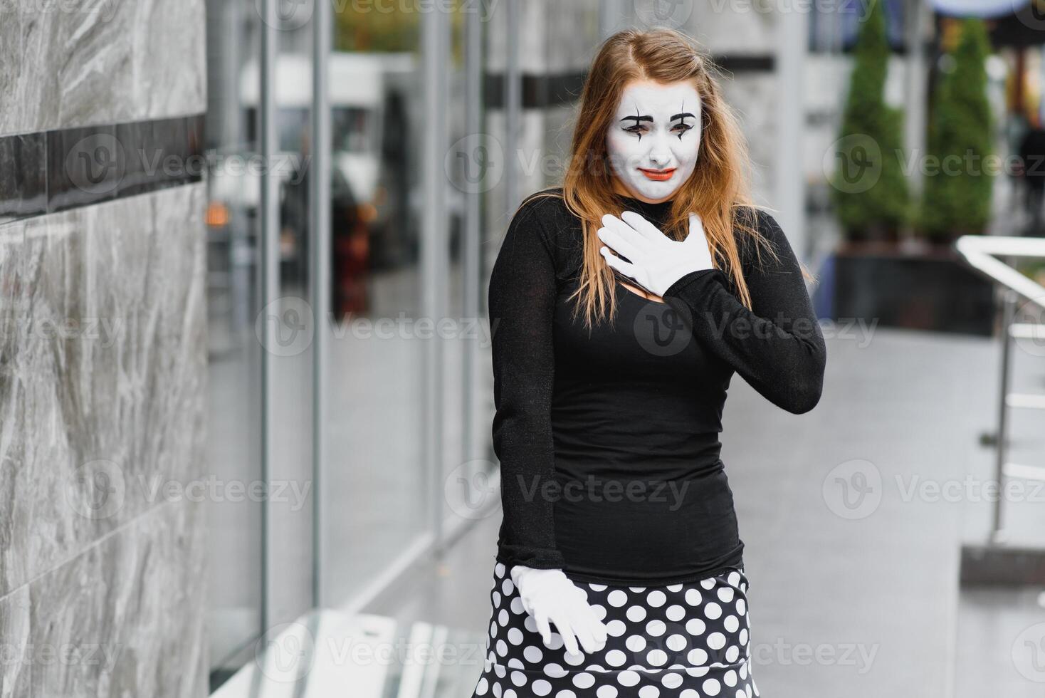 The girl with makeup of the mime. improvisation. photo