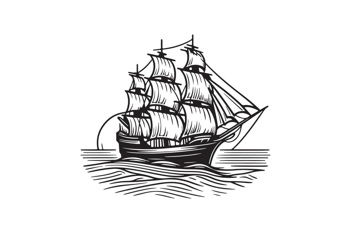 A silhouette of a boat. vector
