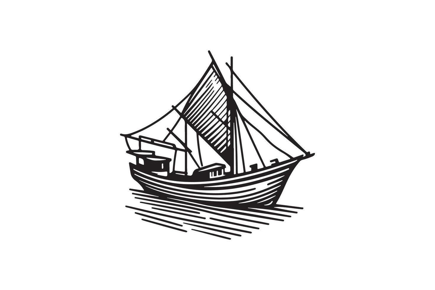 A silhouette of a boat. vector