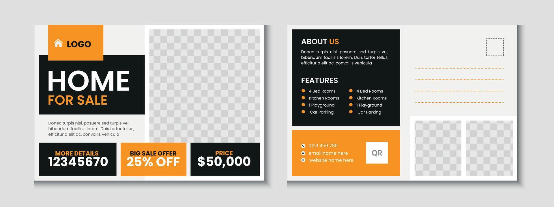 Real Estate Postcard Template Design vector