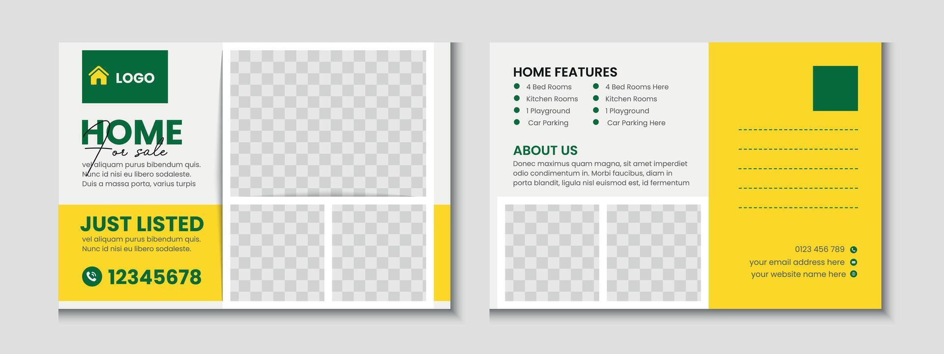 Real Estate Postcard Template Design vector