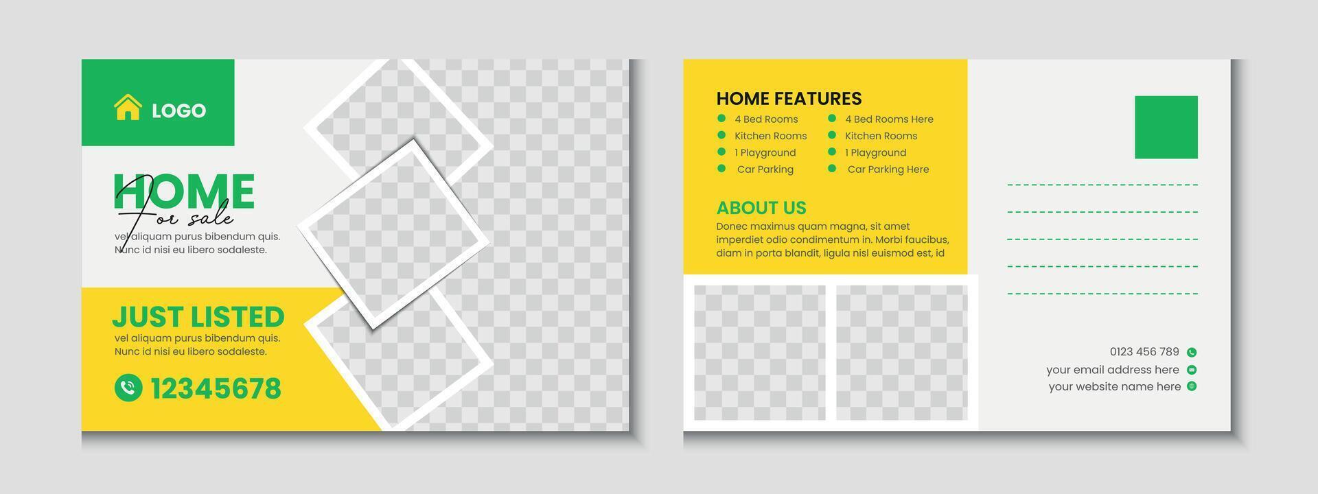 Real Estate Postcard Template Design vector
