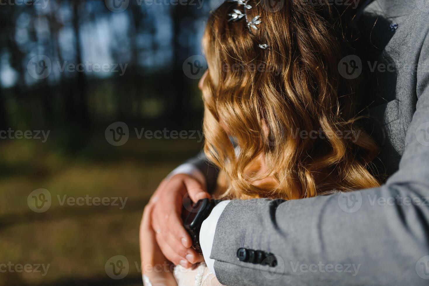 Hands of the bride and groom close-up. photo