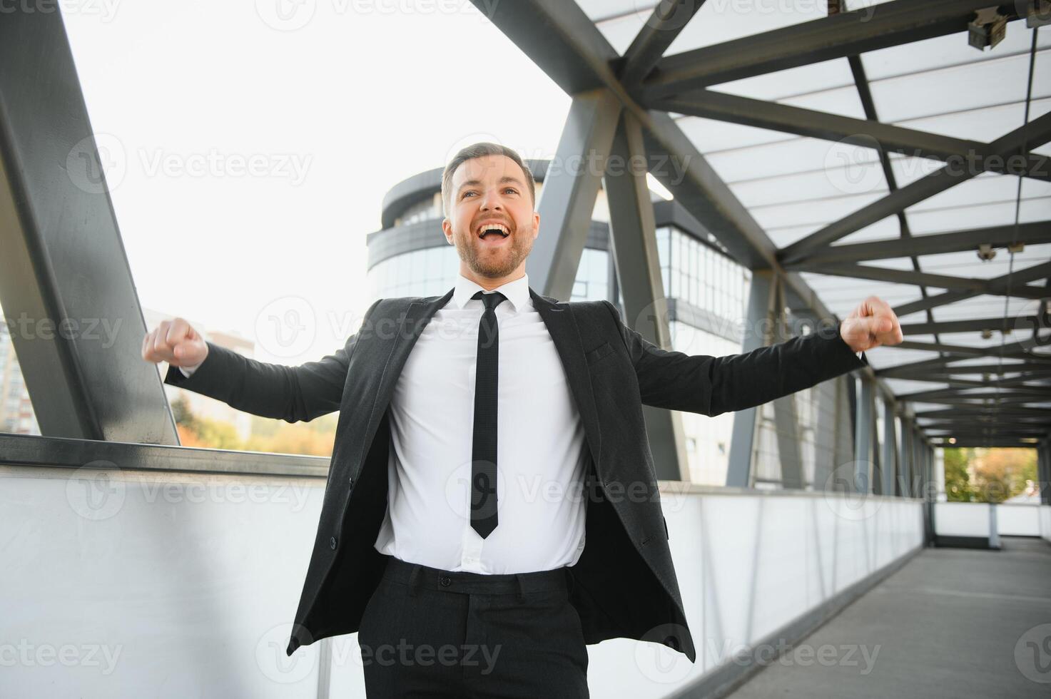 Portrait of a smiling businessman in a modern business environment photo