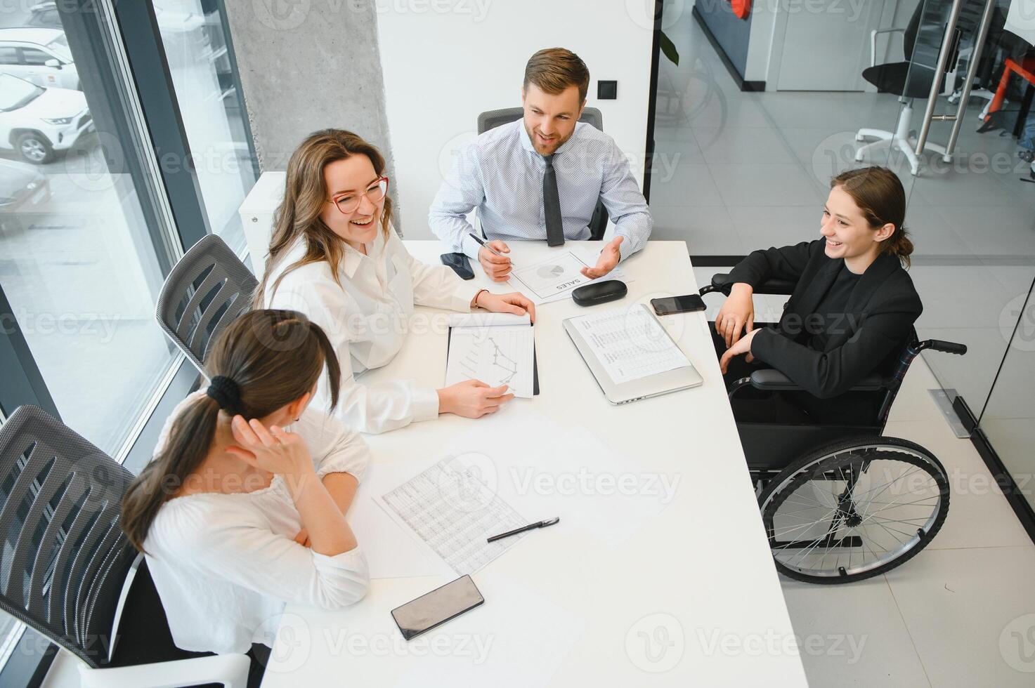 A group of business people partners during a set team meeting in the modern office. Teamwork concept photo