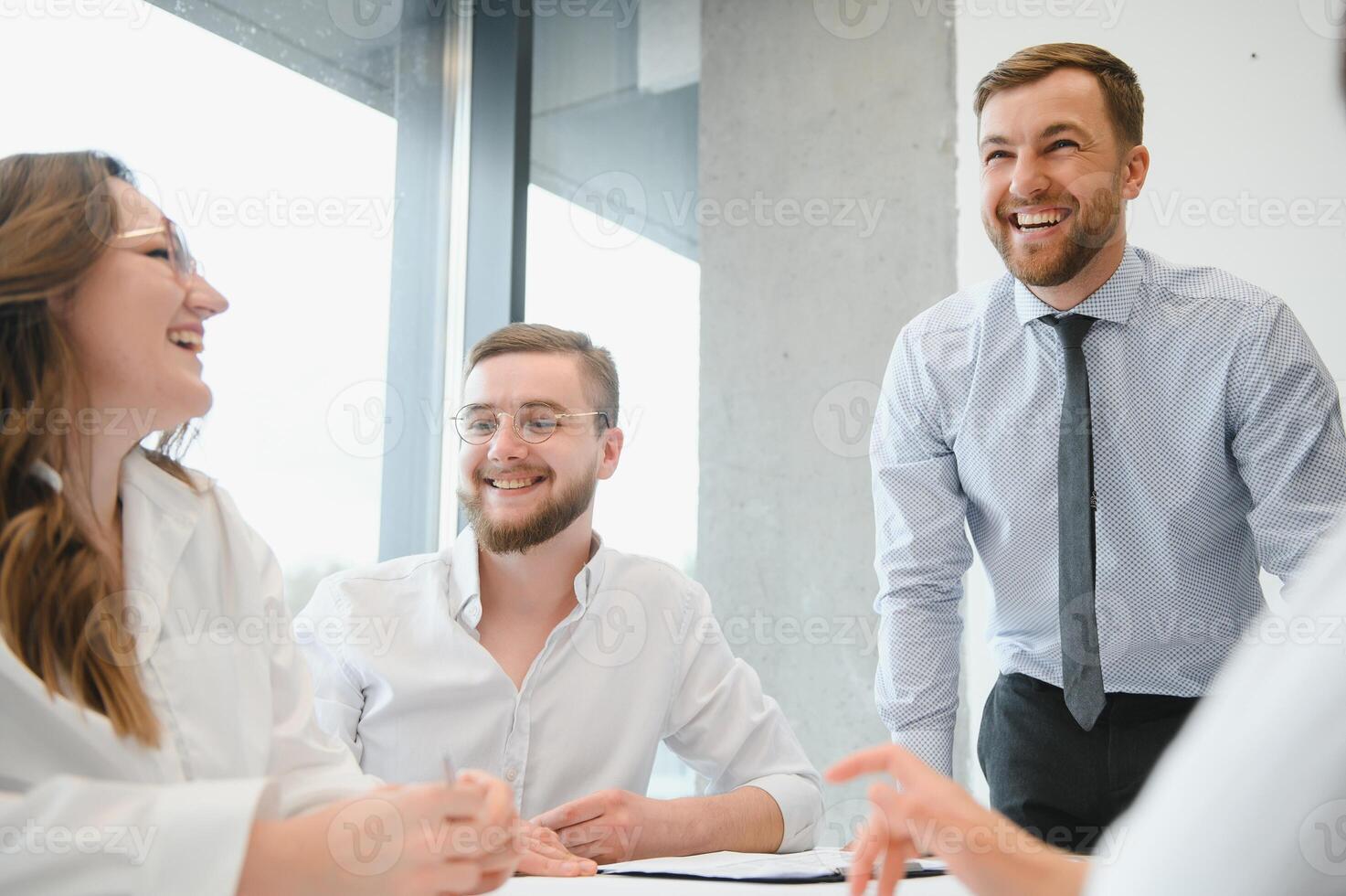 Business people working on project in office photo