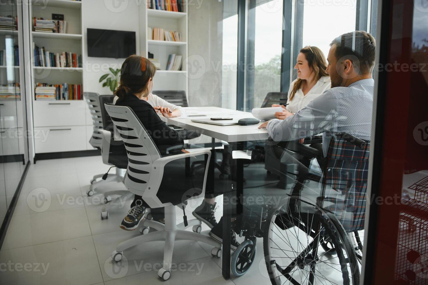 A group of business people partners during a set team meeting in the modern office. Teamwork concept photo