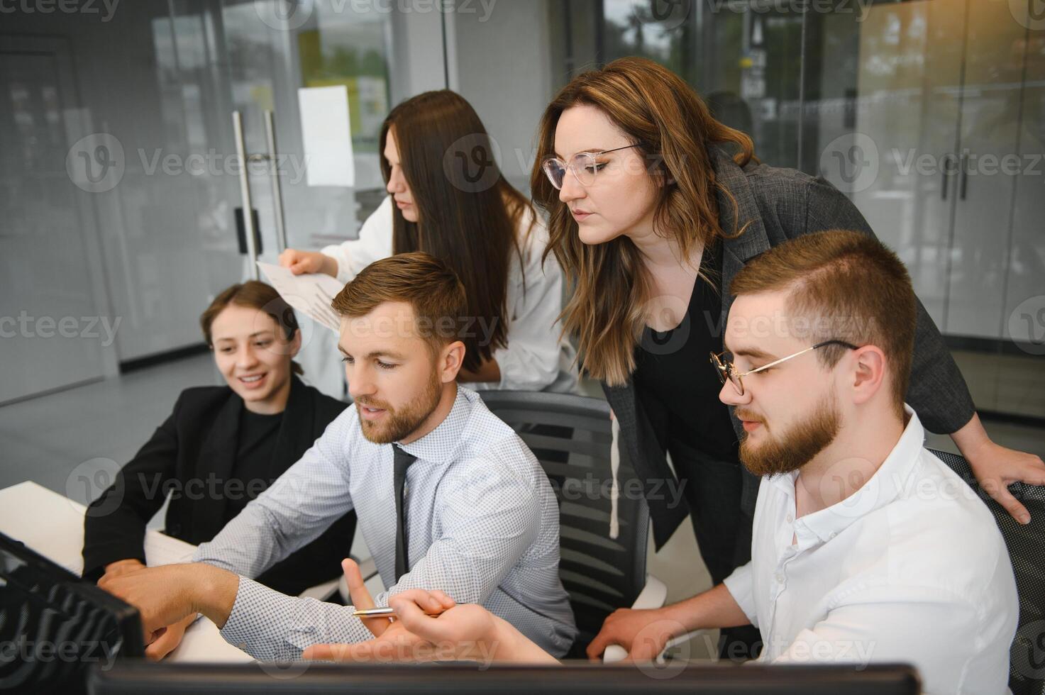 Business people working on project in office photo