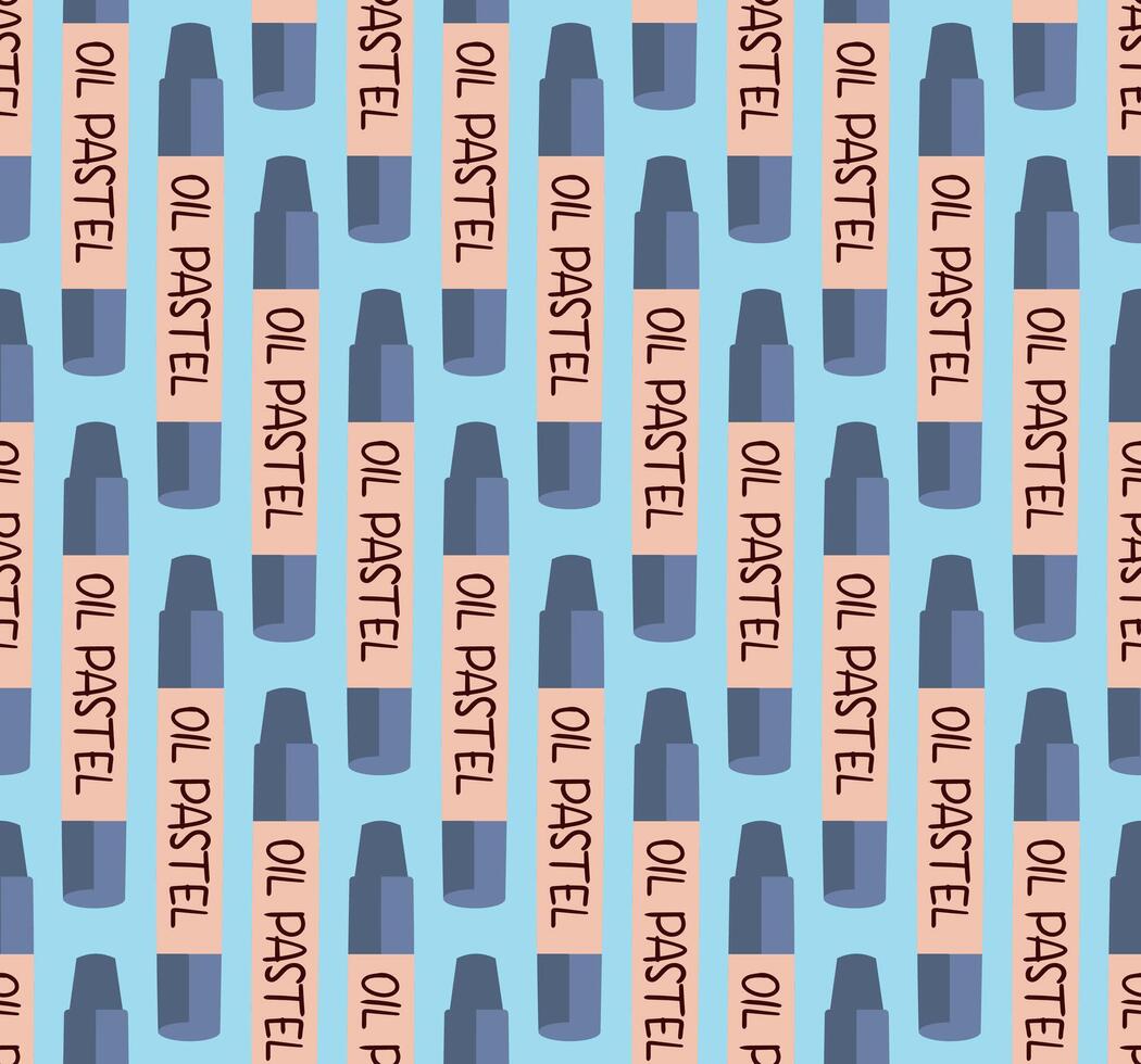 Seamless pattern with oil pastel, repeating pattern. Drawing pencils. Background, banner, t-shirt. Design for education, school projects, packaging, stationery vector