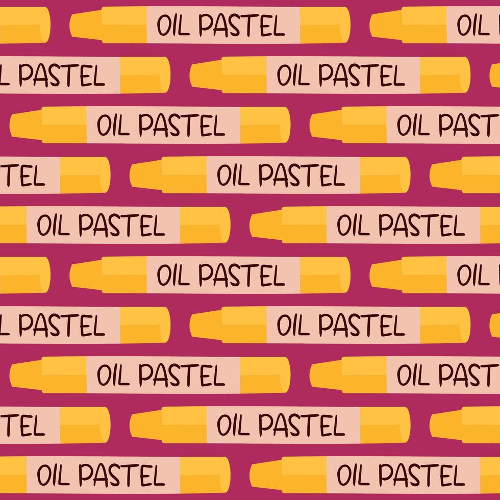 Seamless pattern with oil pastel, repeating pattern. Drawing pencils. Background, banner, t-shirt. Design for education, school projects, packaging, stationery vector