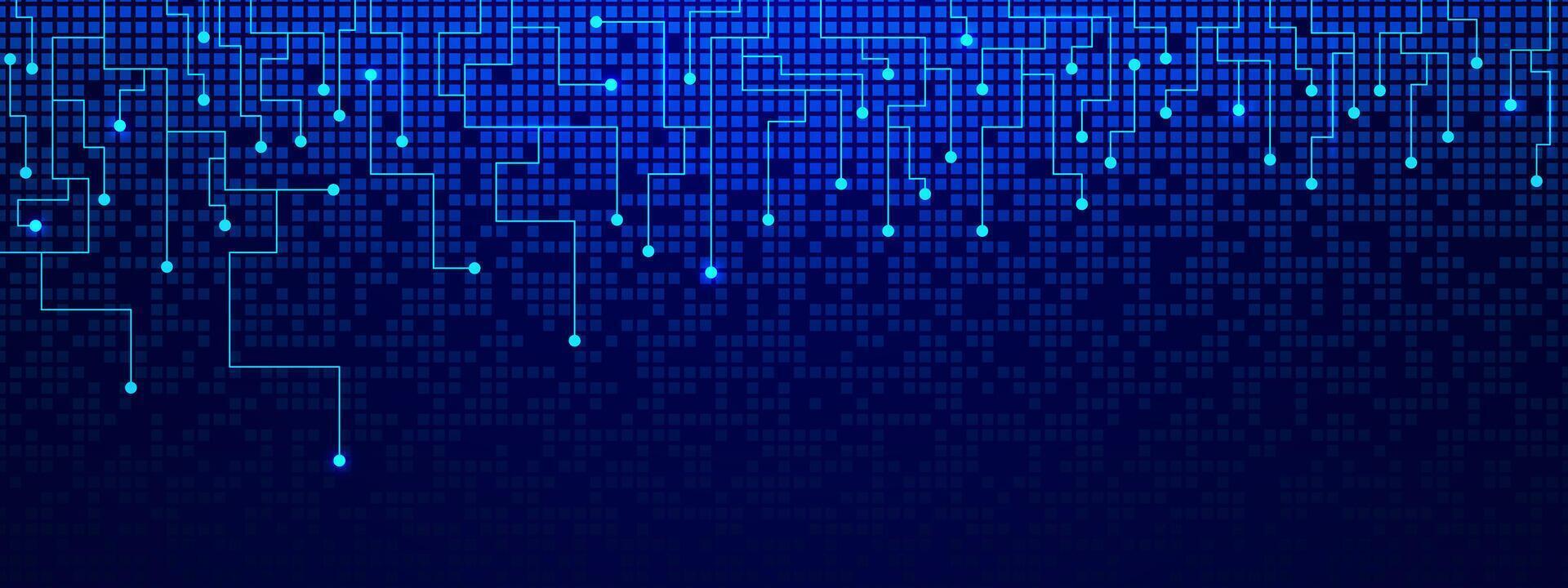 Abstract connecting circuit lines and dots with digital pixels. Network connection technology, social networking and simple technology graphic concept vector