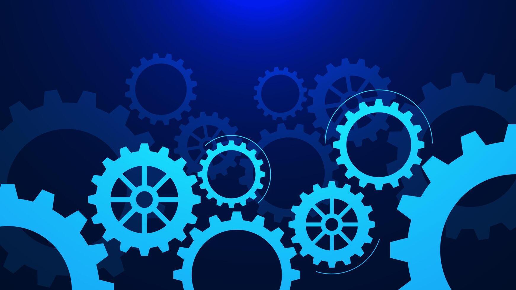 Techno gear wheel on blue technology background. Modern mechanism industrial concept vector