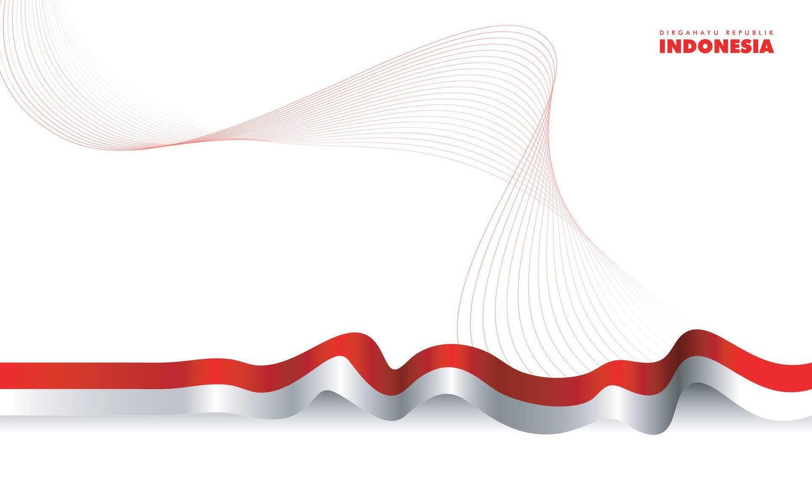 Waving indonesian flag with waving red lines in white background for indonesia independence background design. Dirgahayu republik indonesia mean is happy indonesia independence day vector
