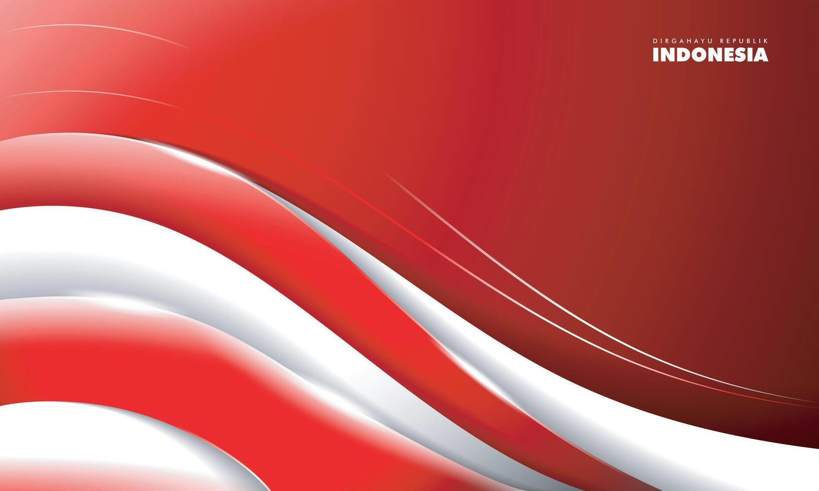 Red white background in simple 3d design with glowing white lines in red background for indonesia independence day. Dirgahayu republik indonesia mean is happy indonesia independence day vector