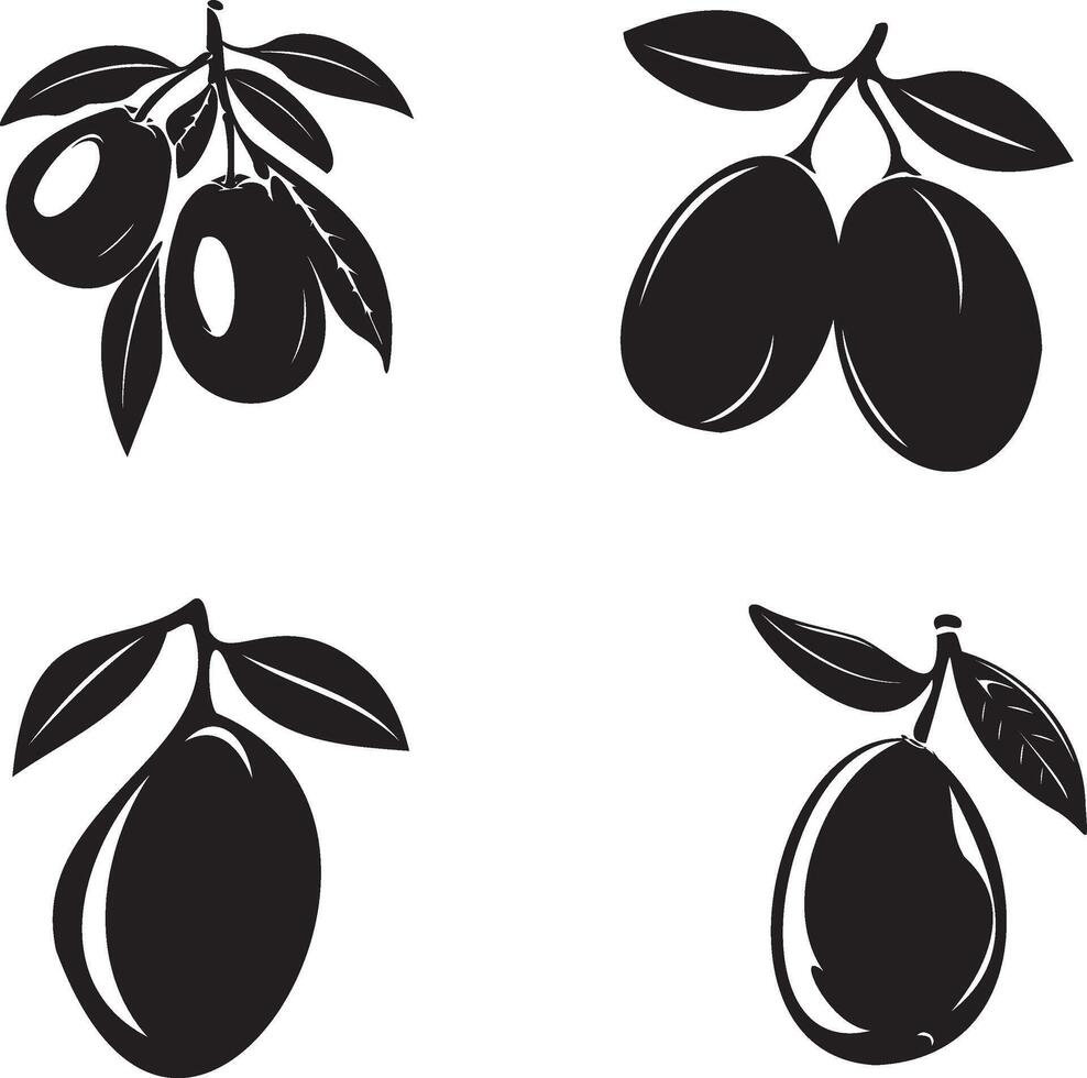 Silhouette mango set on white background vector